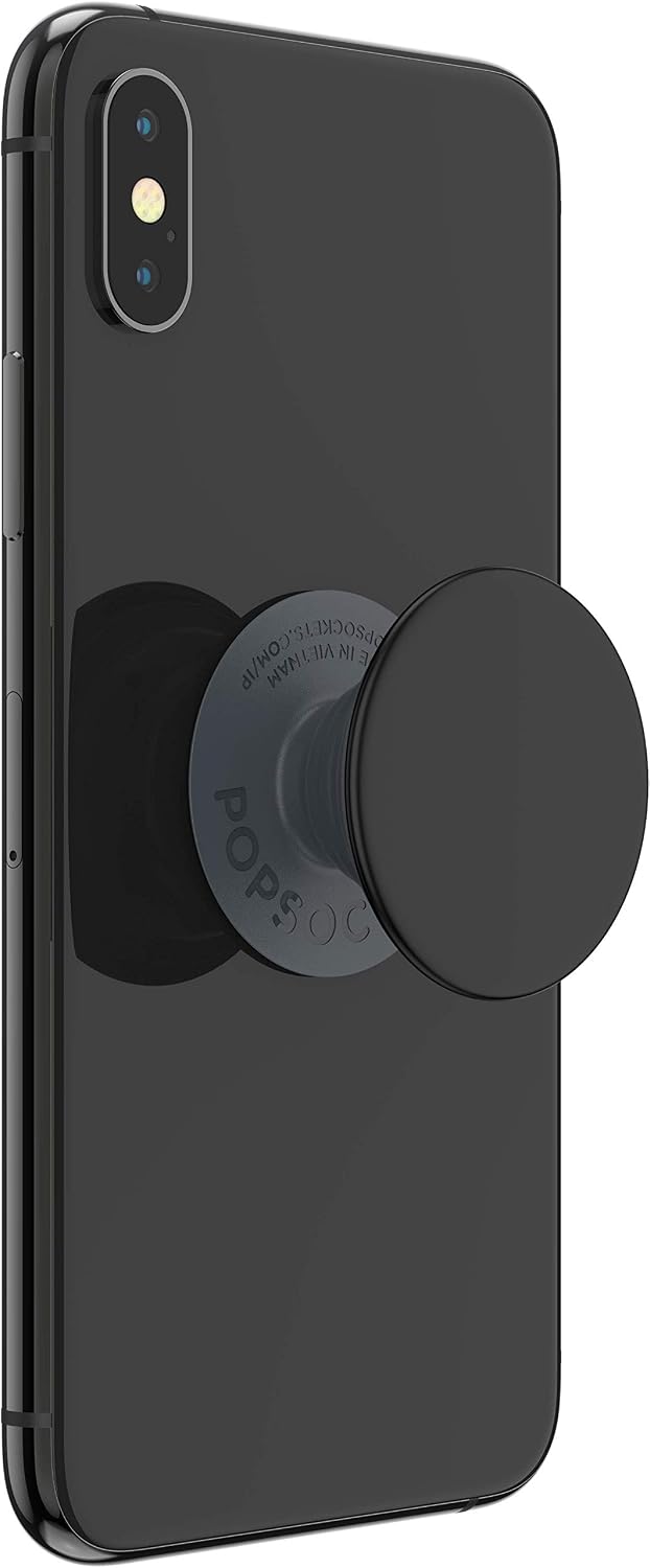 PopGrip Basic: Expandable stand and grip for smartphones and tablets [Non-swappable top] - Black