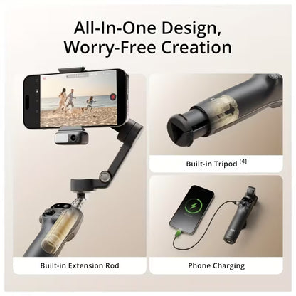 DJI Osmo Mobile 7P Gimbal Stabilizer Designed for Iphone And Android, Featuring Local Tracking, Lighting, a 3-Axis Phone Gimbal, Quick Launch, One-Tap Editing, a Built-In Extension Rod And Tripod, 10 Hours of Usage, And Phone Charging Capabilities