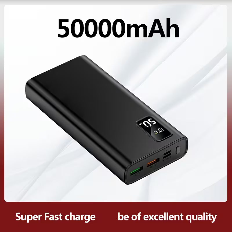 50000mAh Mobile Power Supply, LED Power Display, Type-C Fast Charging, Large-capacity Super Fast Charging Power Bank, Suitable for Charging Mobile Phones/Samsung/Android Electronic Devices, Outdoor Removable Emergency Power Backup Battery Pack