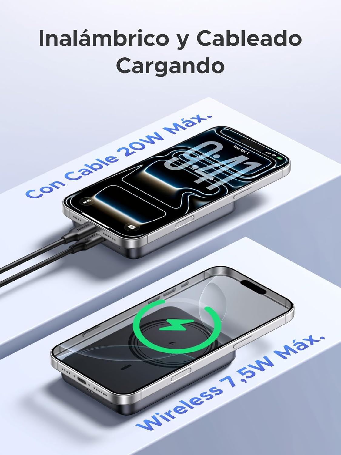 UGREEN Zapix MagSafe 10,000 mAh Power Bank with Wireless Charging and 20W PD